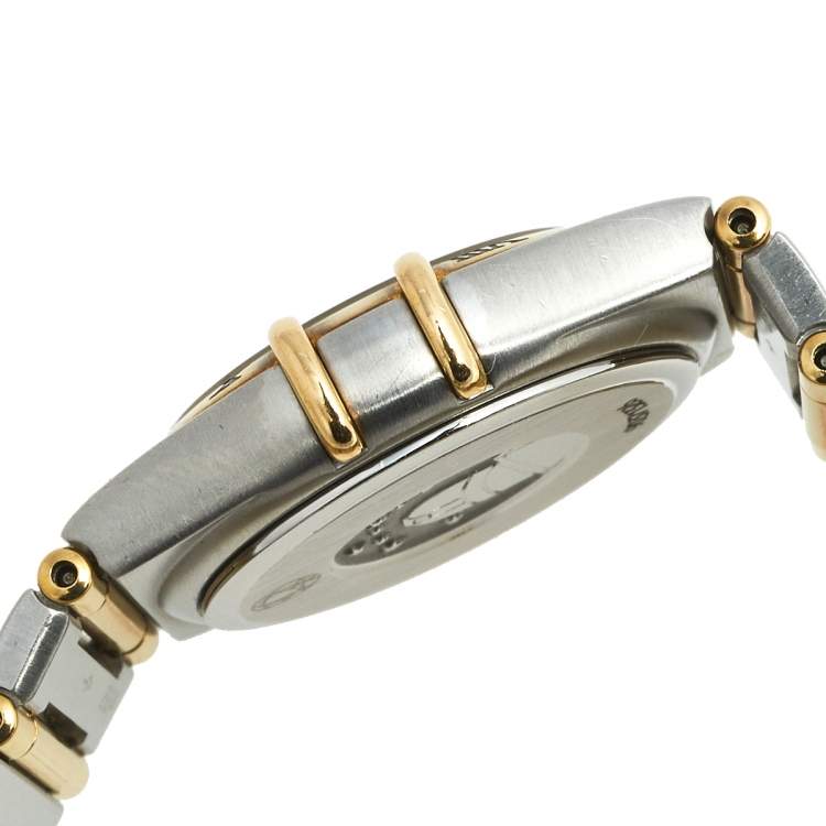 Pre Owned Omega Mother of Pearl Diamond 18k Yellow Gold Stainless Steel Constellation 795.1202 Women's Wristwatch 25 mm