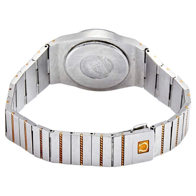 مملوكة مسبقًا Omega Black 18k Yellow Gold Stainless Steel Constellation 795.0816 Women's Wristwatch 26 mm