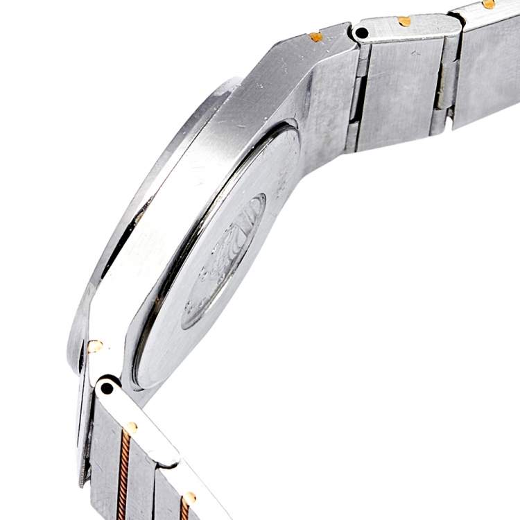 مملوكة مسبقًا Omega Black 18k Yellow Gold Stainless Steel Constellation 795.0816 Women's Wristwatch 26 mm