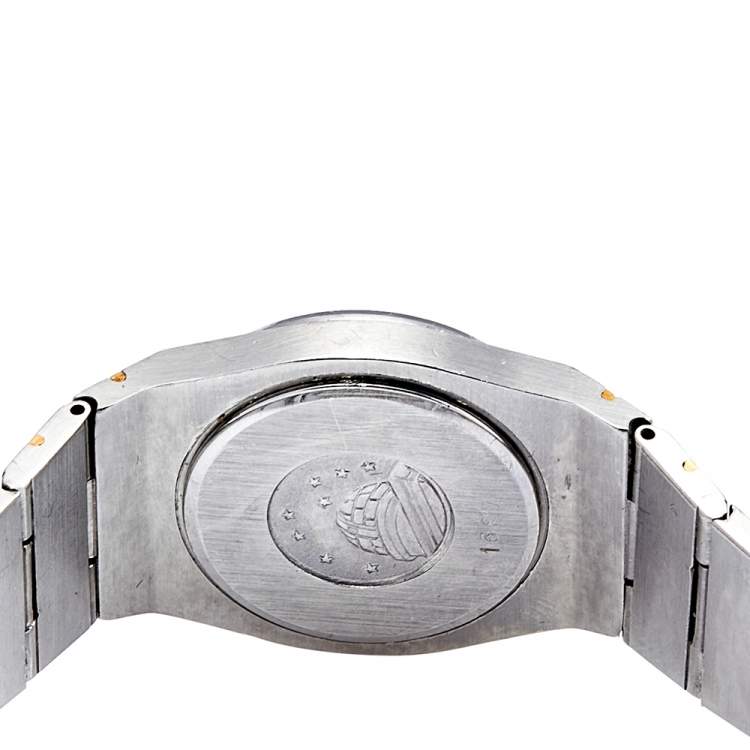 مملوكة مسبقًا Omega Black 18k Yellow Gold Stainless Steel Constellation 795.0816 Women's Wristwatch 26 mm
