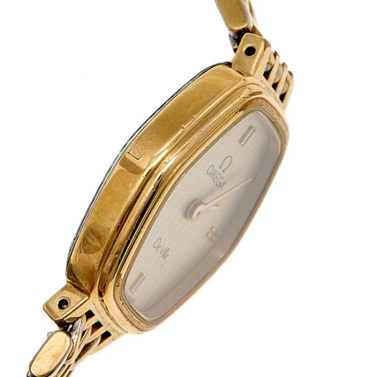 Pre Owned Omega Champagne Gold Plated Stainless Steel Vintage De Ville 791.0881 Women's Wristwatch 18 mm