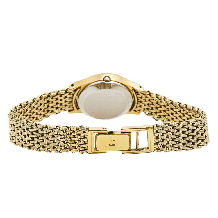 Pre Owned Omega Champagne Gold Plated Vintage De Ville 591.0022 Women's Wristwatch 23 mm