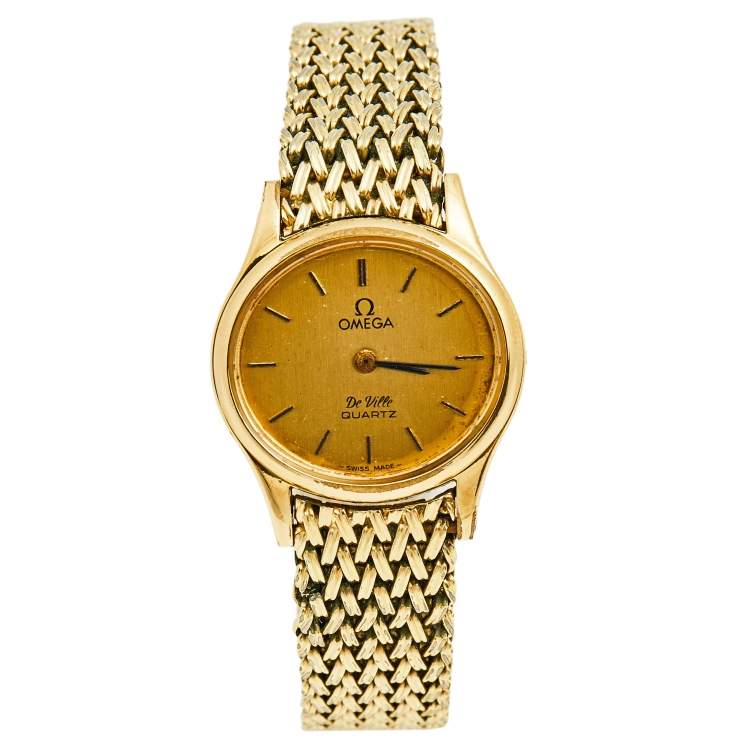 Omega Champagne Gold Plated Vintage De Ville 591.0022 Women s Wristwatch 23 mm Omega The Luxury Closet