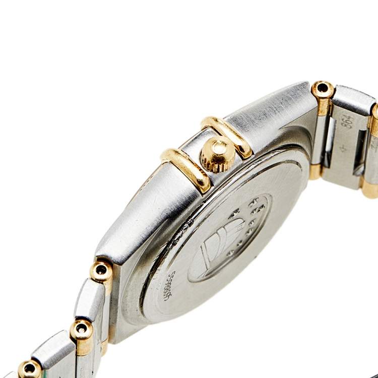 Pre Owned Omega White 18k Yellow Gold Stainless Steel Constellation 795.12.02 Women's Wristwatch 25 mm