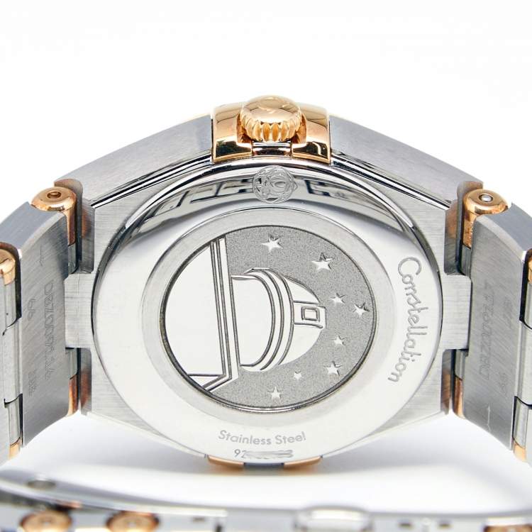 Pre Owned Omega Mother Of Pearl 18K Yellow Gold Stainless Steel Constellation 131.20.25.60.55.002 Women's Wristwatch 25 mm
