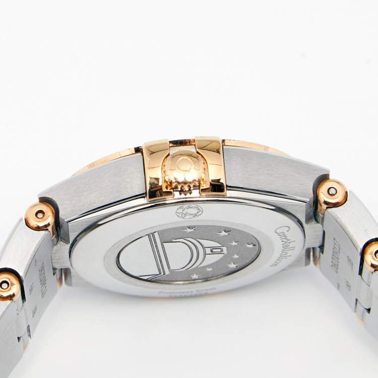 Pre Owned Omega Mother Of Pearl 18K Yellow Gold Stainless Steel Constellation 131.20.25.60.55.002 Women's Wristwatch 25 mm