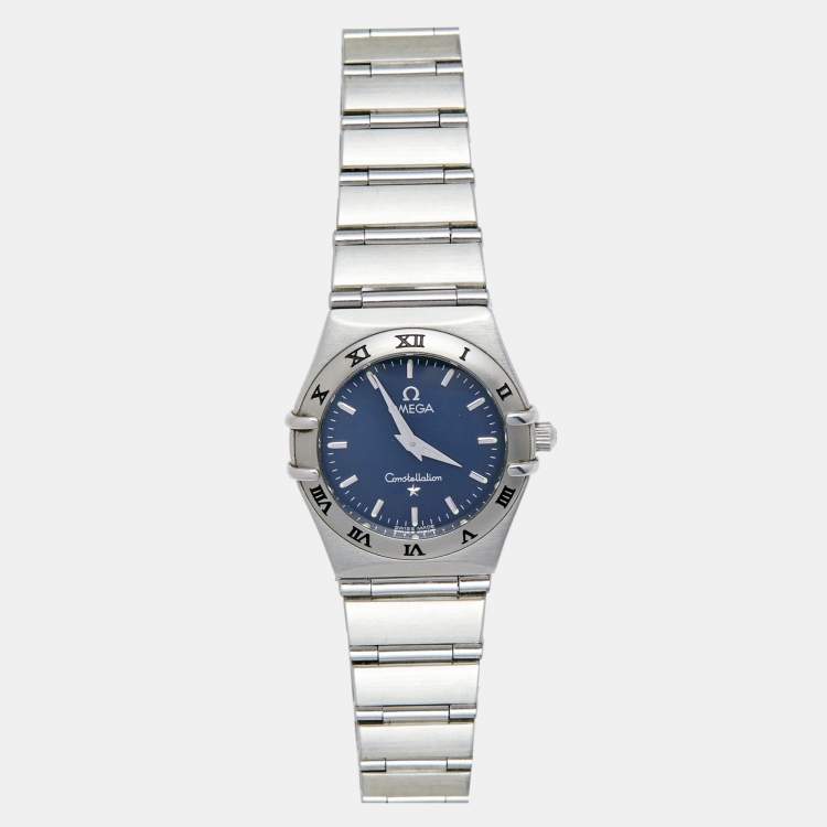 Pre Owned Omega Blue Stainless Steel Constellation 795.1201 Women's Wristwatch 25 mm 
