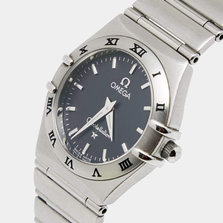 Pre Owned Omega Blue Stainless Steel Constellation 795.1201 Women's Wristwatch 25 mm 
