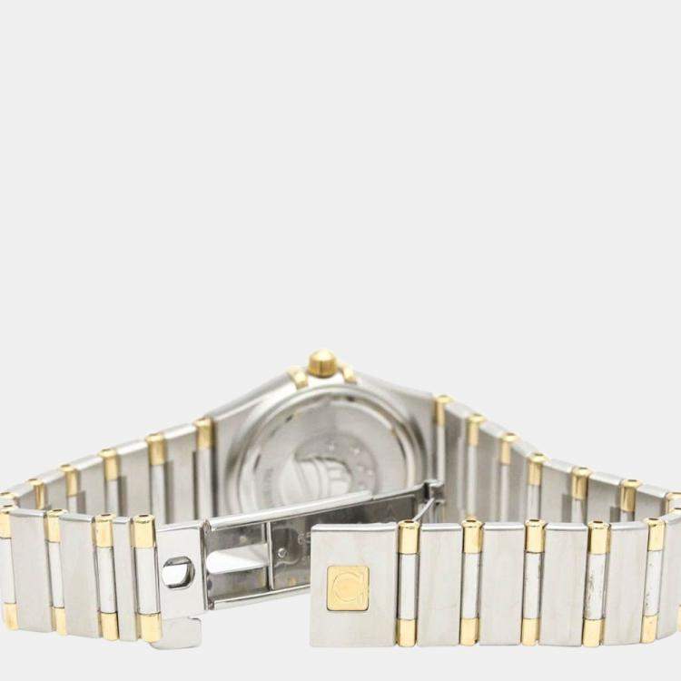 Pre Owned Omega Champagne 18K Yellow Gold And Stainless Steel Constellation 1362.10 Quartz Women's Wristwatch 22 mm