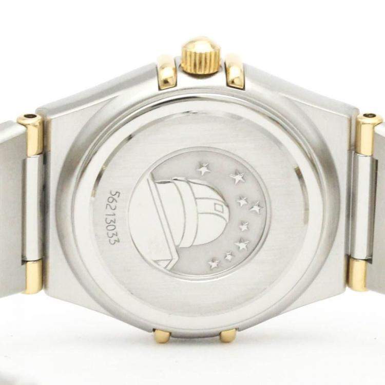 Pre Owned Omega Champagne 18K Yellow Gold And Stainless Steel Constellation 1362.10 Quartz Women's Wristwatch 22 mm