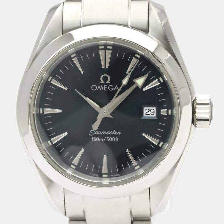 Pre Owned Omega Blue Stainless Steel Seamaster Aqua Terra 2577.80 Quartz Women's Wristwatch 29 mm