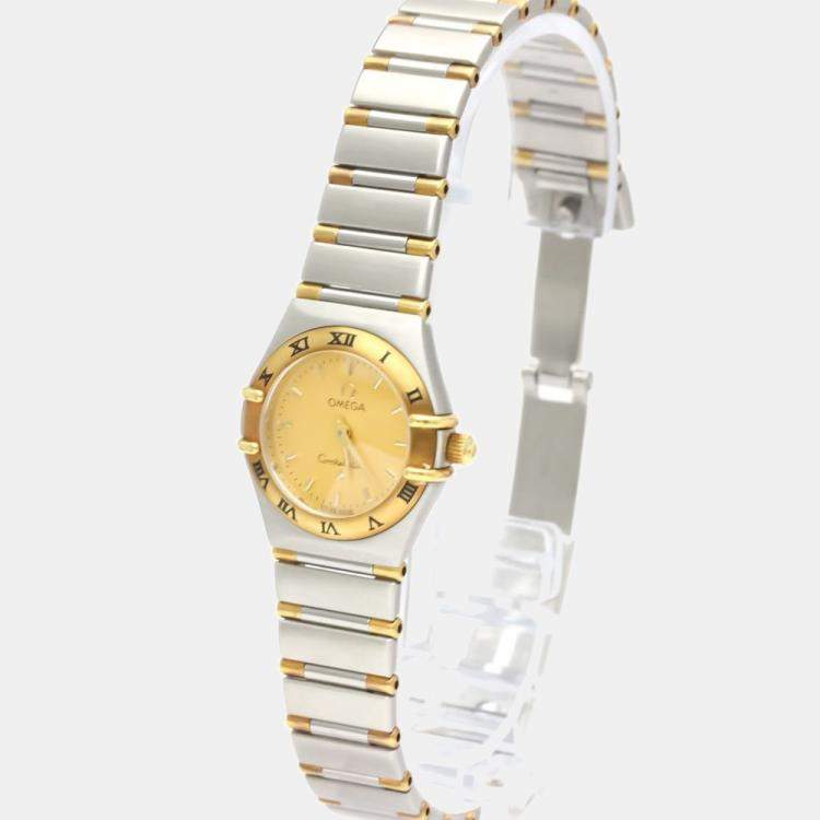 Pre Owned Omega 18K Yellow Gold And Stainless Steel Constellation 1362.10 Quartz Women's Wristwatch 22.5 mm