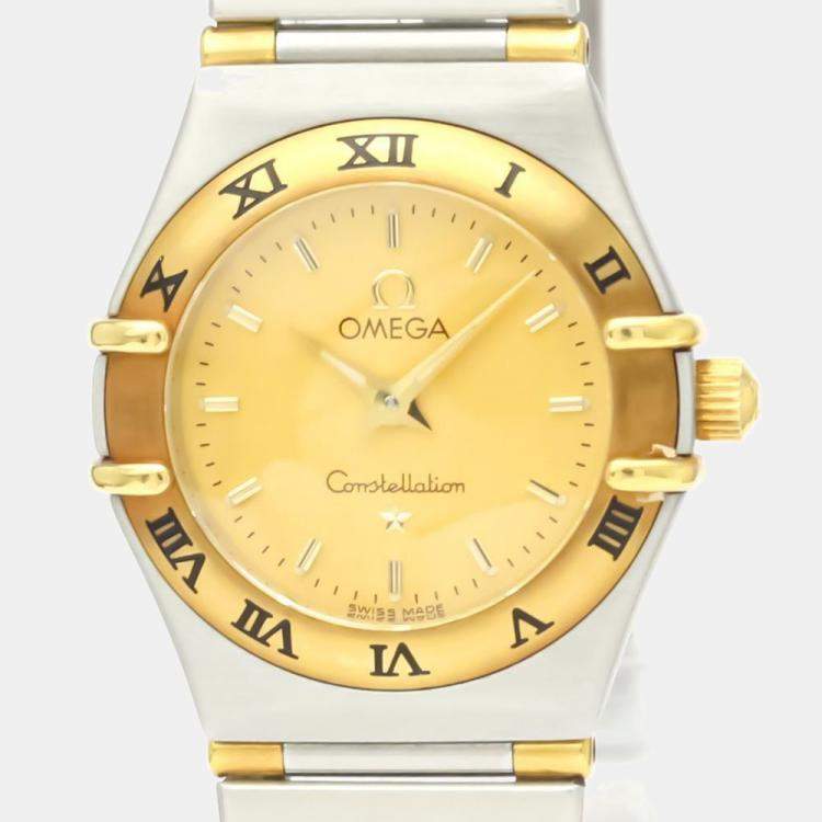 Pre Owned Omega 18K Yellow Gold And Stainless Steel Constellation 1362.10 Quartz Women's Wristwatch 22.5 mm