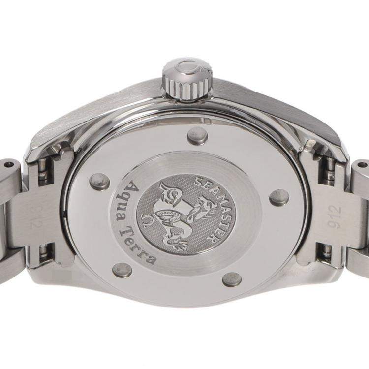 Pre Owned Omega Red Stainless Steel Seamaster Aqua Terra 2577.60 Quartz Women's Wristwatch 28 mm