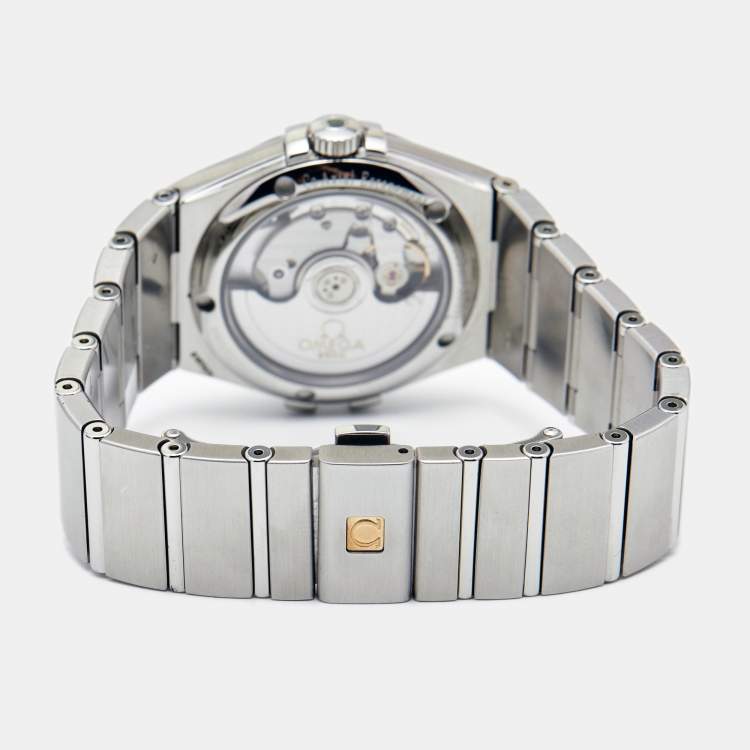 Pre Owned Omega Silver Stainless Steel Diamond Constellation 123.15.35.20.52.001 Women's Wristwatch 35 mm
