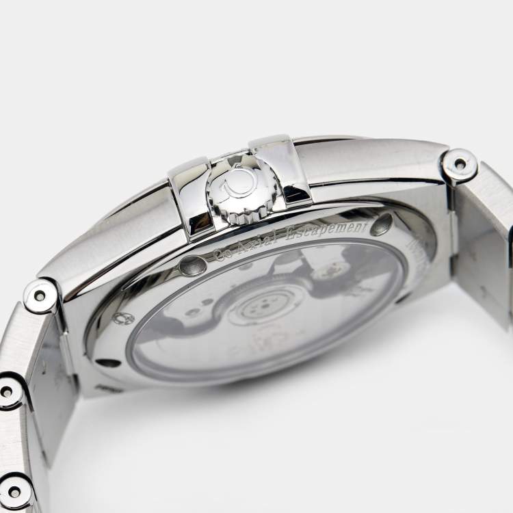 Pre Owned Omega Silver Stainless Steel Diamond Constellation 123.15.35.20.52.001 Women's Wristwatch 35 mm
