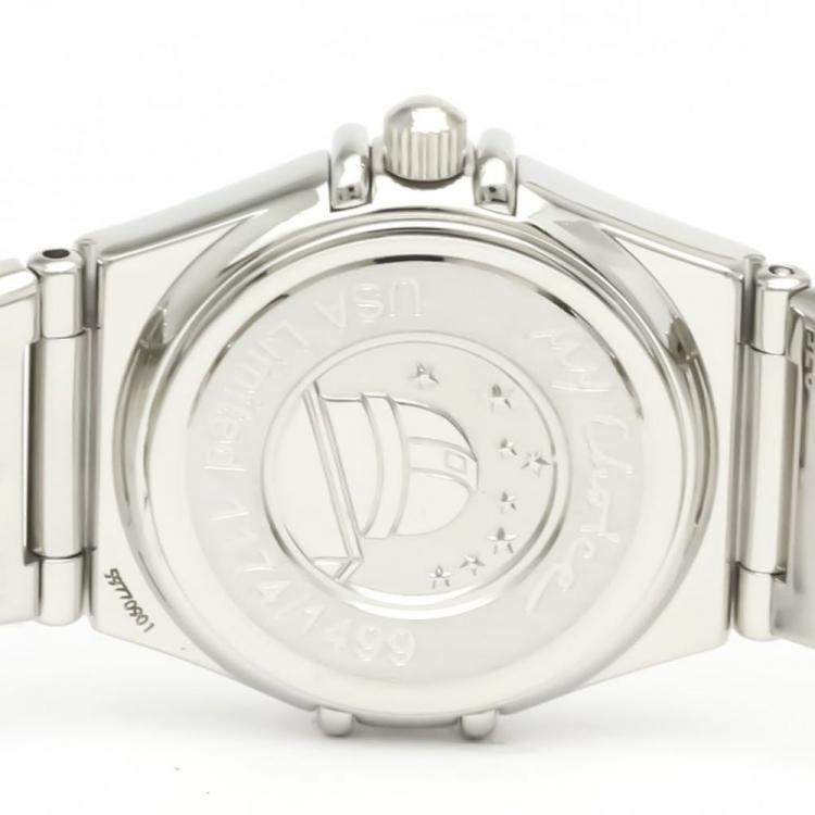 Pre Owned Omega Pink Shell Diamond Stainless Steel Constellation 1457.78 Women's Wristwatch 22 mm