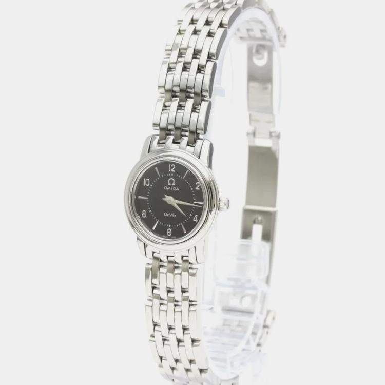 Pre Owned Omega Black Stainless Steel De Ville 4570.50 Quartz Women's Wristwatch 22 mm