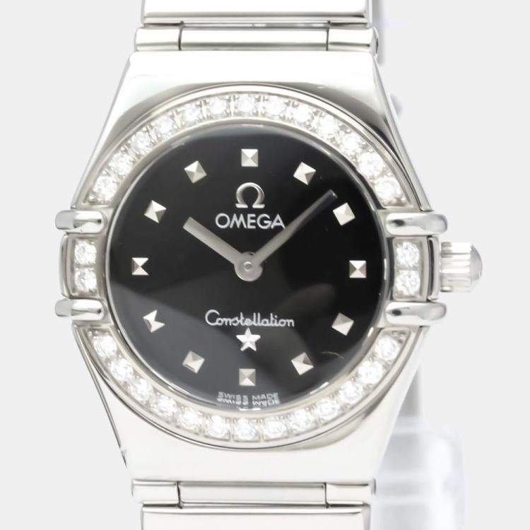 Pre Owned Omega Black Stainless Steel Constellation 1465.51 Quartz Women's Wristwatch 22 mm