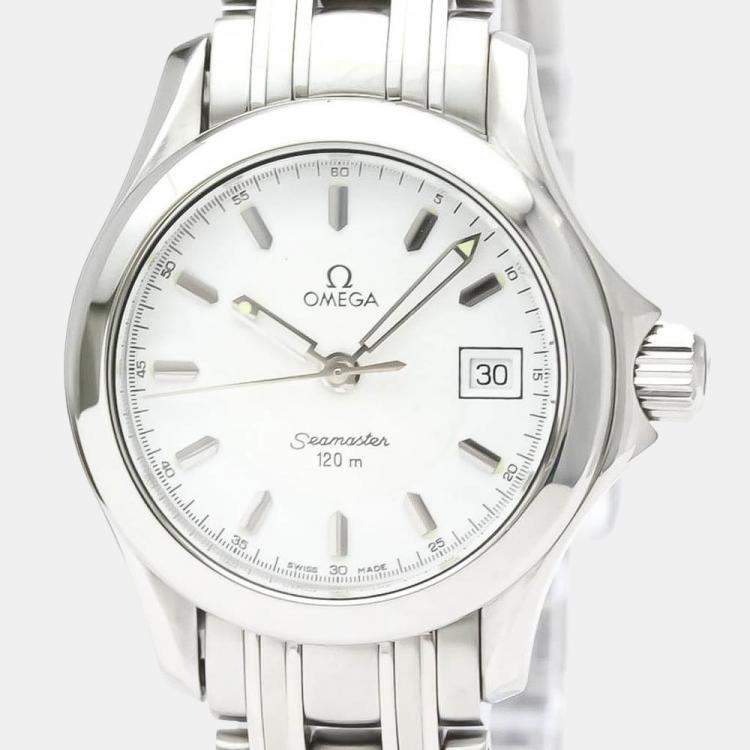 مملوكة مسبقًا Omega White Stainless Steel Seamaster 2581.21 Quartz Women's Wristwatch 26 mm