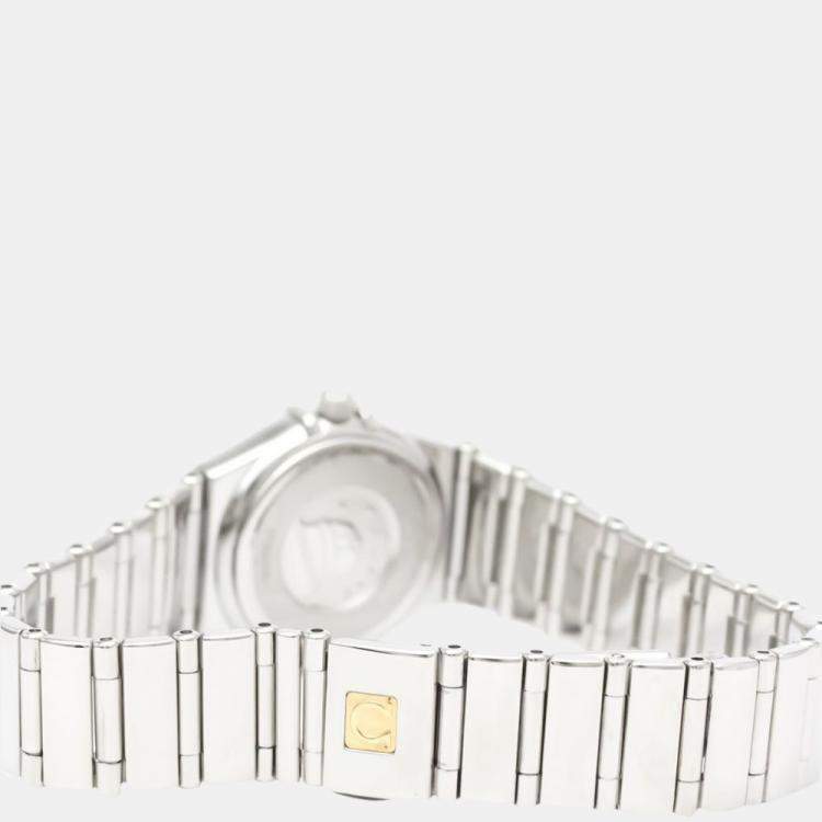 Pre Owned Omega White Shell Stainless Steel Constellation 1465.71 Quartz Women's Wristwatch 22 mm