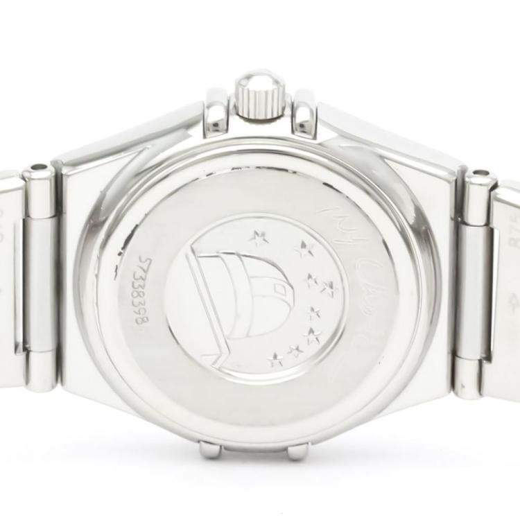 Pre Owned Omega White Shell Stainless Steel Constellation 1465.71 Quartz Women's Wristwatch 22 mm