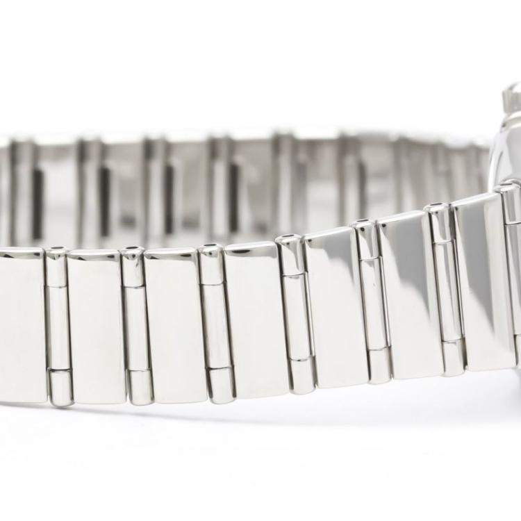 Pre Owned Omega White Shell Stainless Steel Constellation 1465.71 Quartz Women's Wristwatch 22 mm
