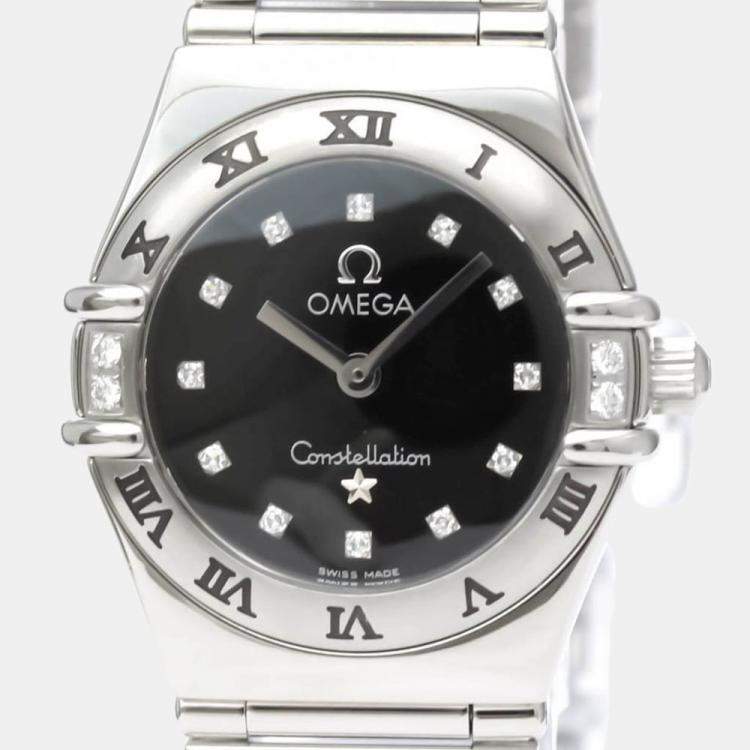 Pre Owned Omega Black Stainless Steel Constellation 1566.56 Quartz Women's Wristwatch 22 mm