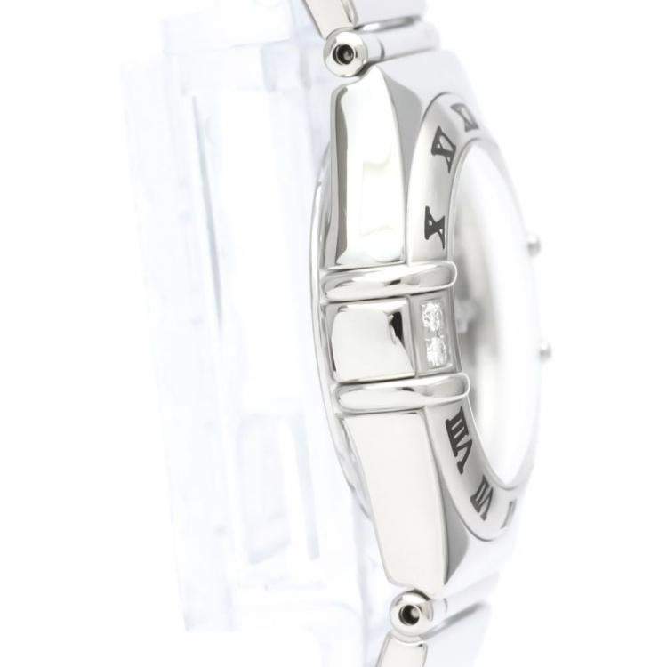 Pre Owned Omega Black Stainless Steel Constellation 1566.56 Quartz Women's Wristwatch 22 mm