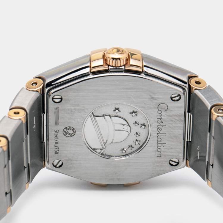 Pre Owned Omega Mother Of Pearl Diamond 18K Rose Gold Stainless Steel Constellation Women's Wristwatch 24 mm
