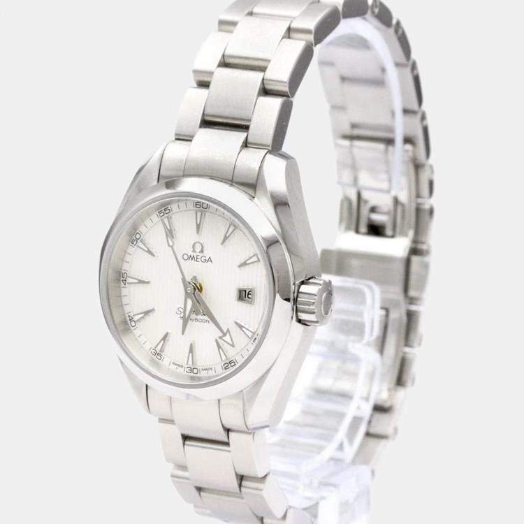 Pre Owned Omega Silver Stainless Steel Seamaster Aqua Terra 231.10.30.61.02.001 Quartz Women's Wristwatch 30 mm