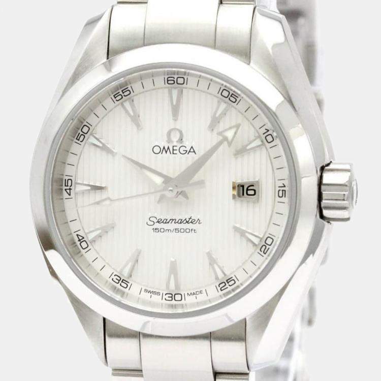 Pre Owned Omega Silver Stainless Steel Seamaster Aqua Terra 231.10.30.61.02.001 Quartz Women's Wristwatch 30 mm