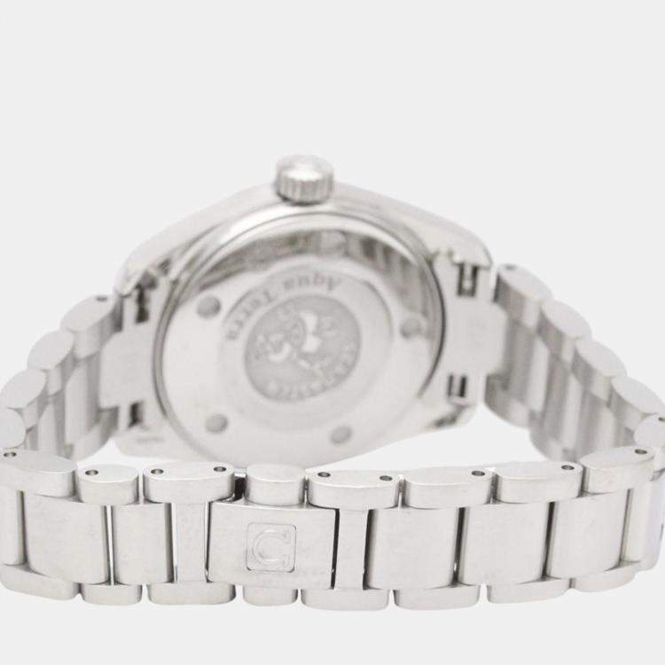 Pre Owned Omega Black Stainless Steel Seamaster Aqua Terra 2577.50 Quartz Women's Wristwatch 29 mm