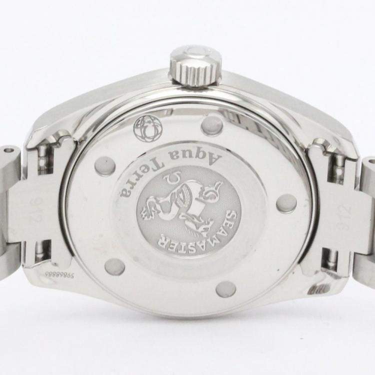 Pre Owned Omega Black Stainless Steel Seamaster Aqua Terra 2577.50 Quartz Women's Wristwatch 29 mm