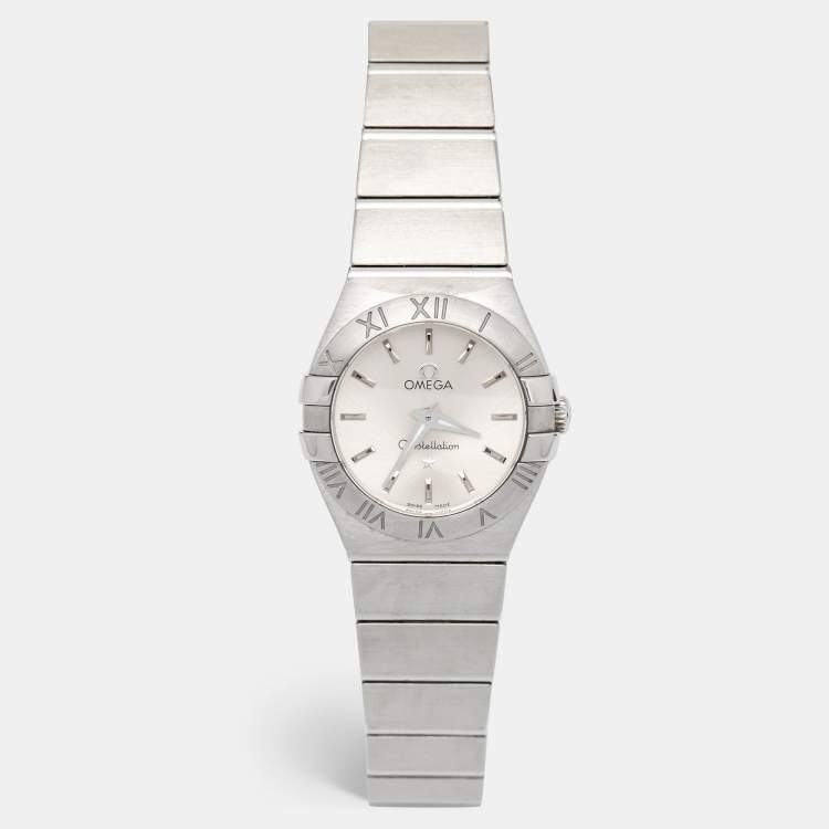 Pre Owned Omega Silver Stainless Steel Constellation 123.10.27.60.02.001 Women's Wristwatch 24 mm