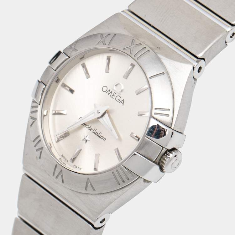 Pre Owned Omega Silver Stainless Steel Constellation 123.10.27.60.02.001 Women's Wristwatch 24 mm