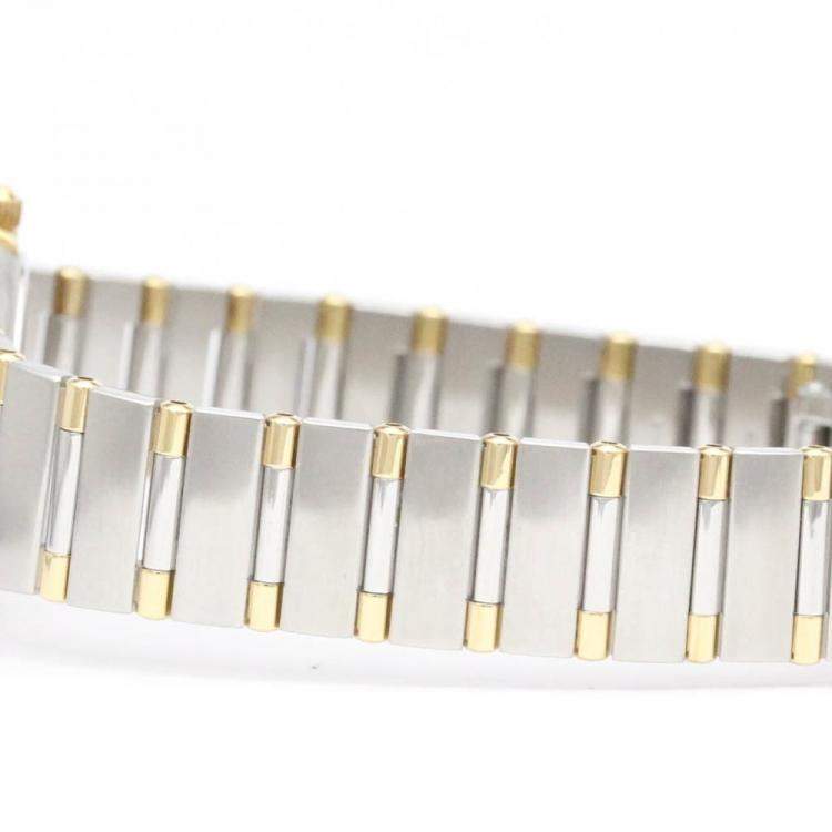 Pre Owned Omega Gold 18k Yellow Gold And Stainless Steel Constellation 1372.10 Quartz Women's Wristwatch 25 mm