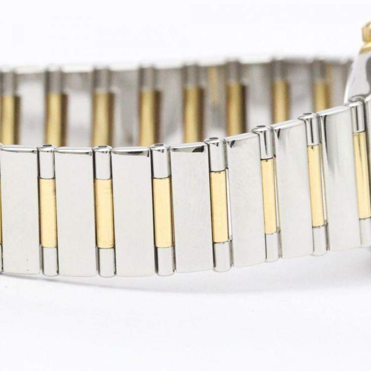 Pre Owned Omega White Shell 18k Yellow Gold And Stainless Steel Constellation 1371.71 Quartz Women's Wristwatch 25 mm