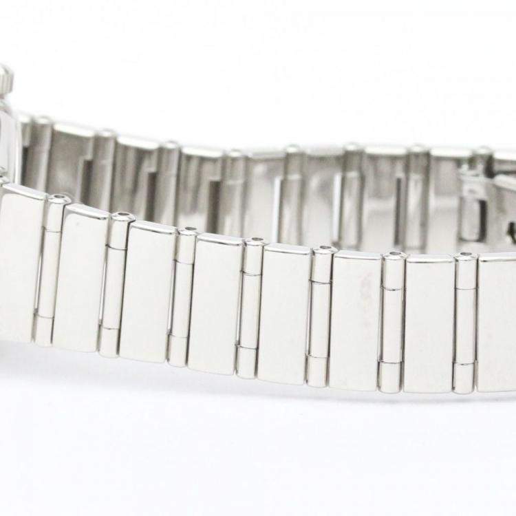 Pre Owned Omega Black Diamond Stainless Steel Constellation 1566.56 Quartz Women's Wristwatch 22 mm