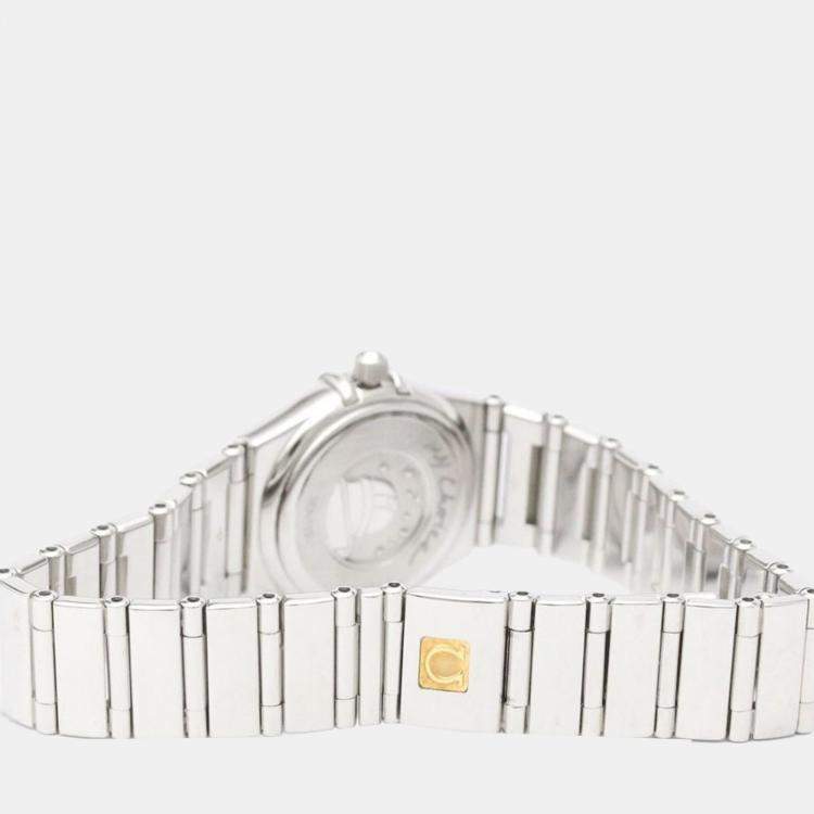 Pre Owned Omega Black Diamond Stainless Steel Constellation 1566.56 Quartz Women's Wristwatch 22 mm