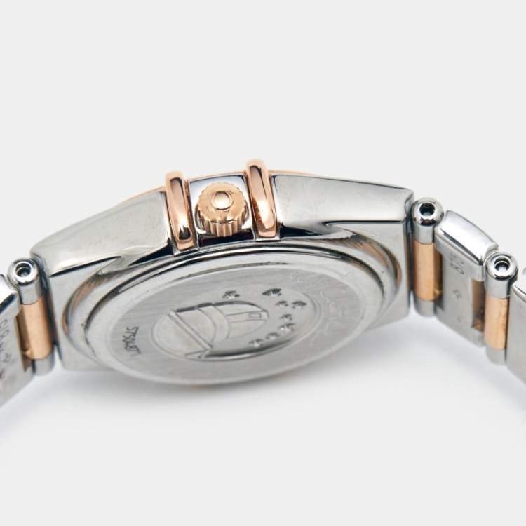 Pre Owned Omega MOP Diamonds 18k Rose Gold And Stainless Steel Constellation My Choice 1368.71.00 Women's Wristwatch 22.5 mm