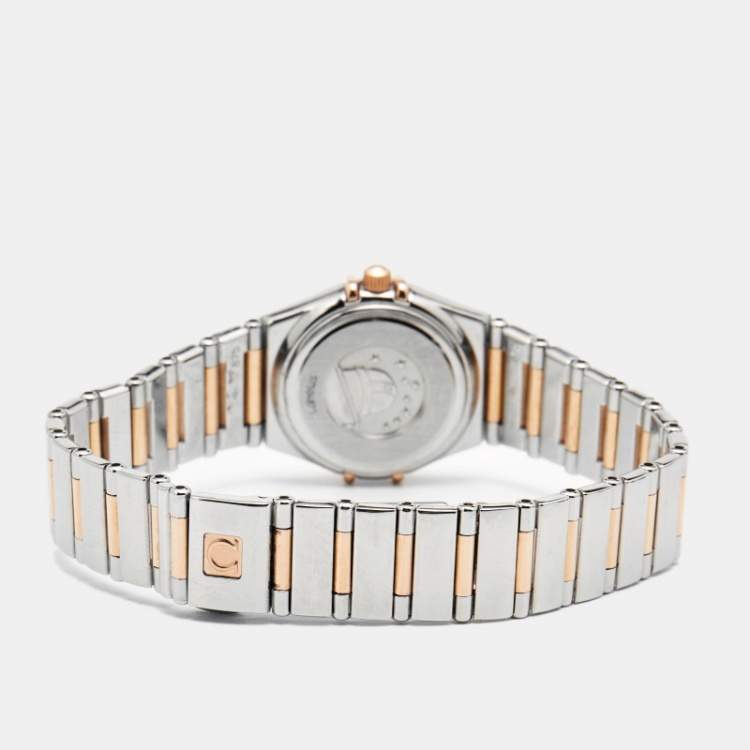 Pre Owned Omega MOP Diamonds 18k Rose Gold And Stainless Steel Constellation My Choice 1368.71.00 Women's Wristwatch 22.5 mm