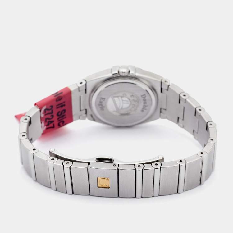 Pre Owned Omega MOP Diamonds Stainless Steel Constellation 123.15.24.60.05.001 Women's Wristwatch 24 mm