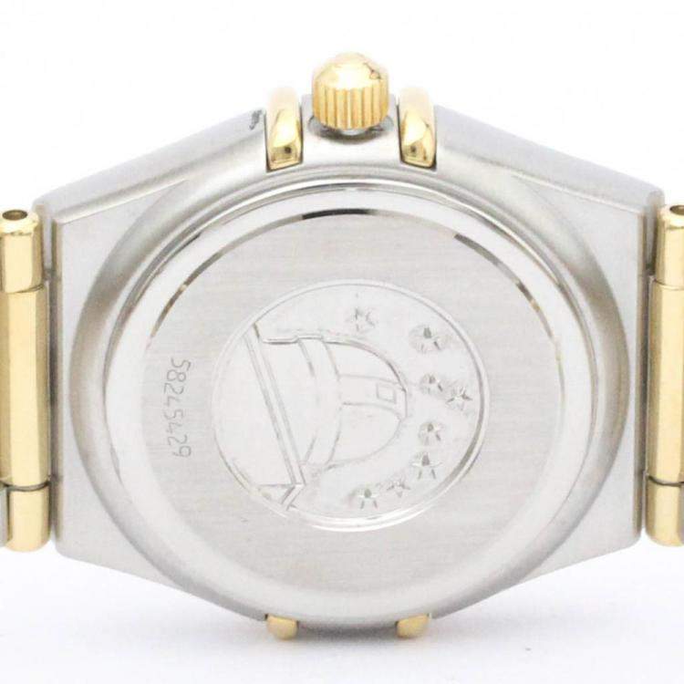 Pre Owned Omega White 18K Yellow Gold And Stainless Steel Constellation 1262.70 Quartz Women's Wristwatch 22 mm
