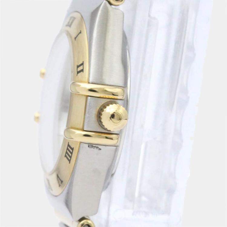 Pre Owned Omega White 18K Yellow Gold And Stainless Steel Constellation 1262.70 Quartz Women's Wristwatch 22 mm