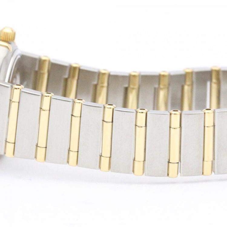 Pre Owned Omega White 18K Yellow Gold And Stainless Steel Constellation 1262.70 Quartz Women's Wristwatch 22 mm