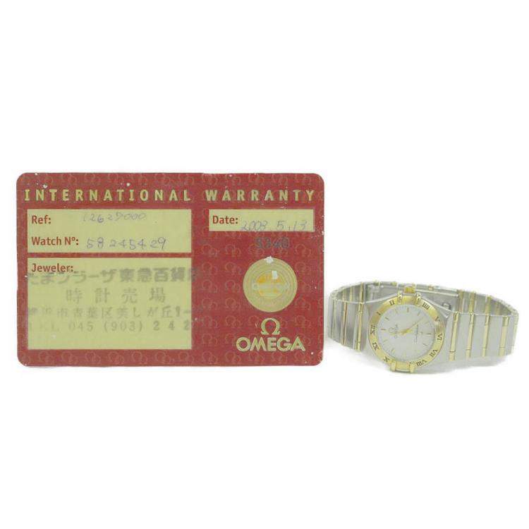 Pre Owned Omega White 18K Yellow Gold And Stainless Steel Constellation 1262.70 Quartz Women's Wristwatch 22 mm