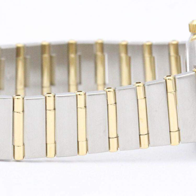 Pre Owned Omega White 18K Yellow Gold And Stainless Steel Constellation 1262.70 Quartz Women's Wristwatch 22 mm