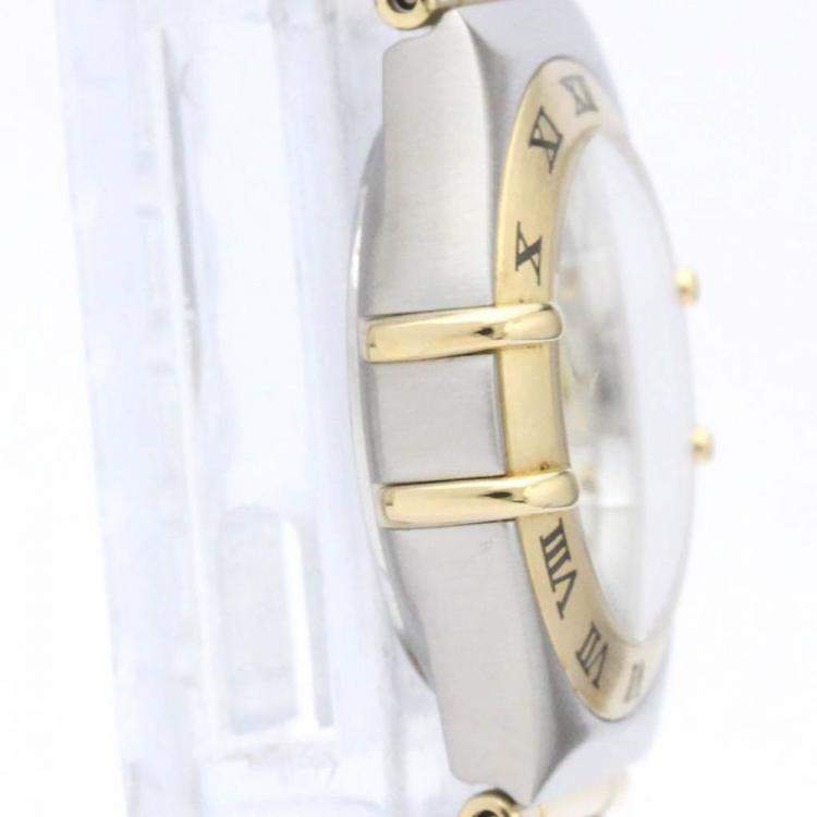 Pre Owned Omega White 18K Yellow Gold And Stainless Steel Constellation 1262.70 Quartz Women's Wristwatch 22 mm