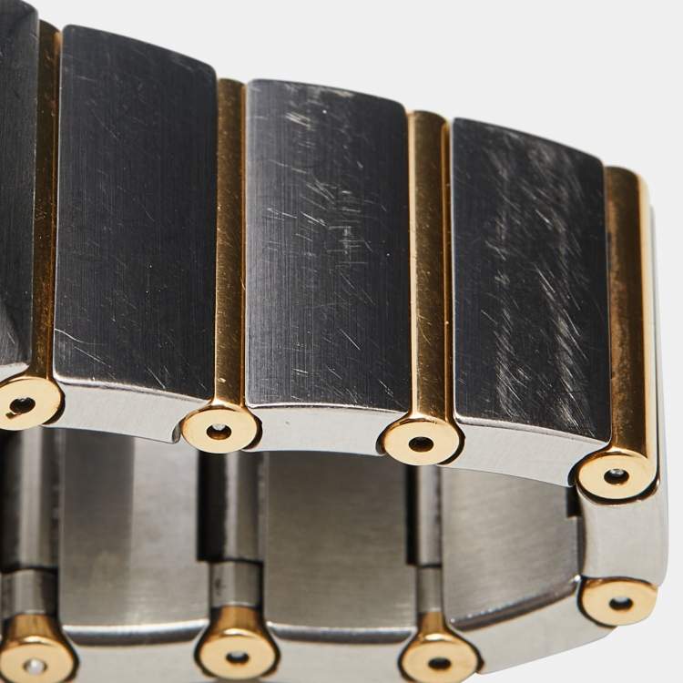 Pre Owned Omega Mother Of Pearl 18K Yellow Gold Stainless Steel Diamond Constellation 123.20.27.60.55.004 Women's Wristwatch 27 mm